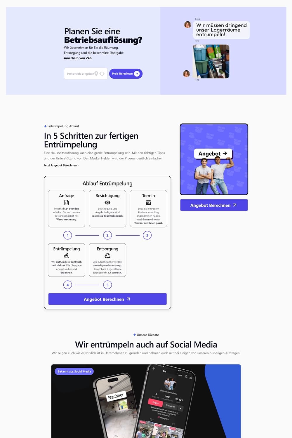 Detail: Live-Preisrechner mit PLZ-Eingabe und Sofortpreis
