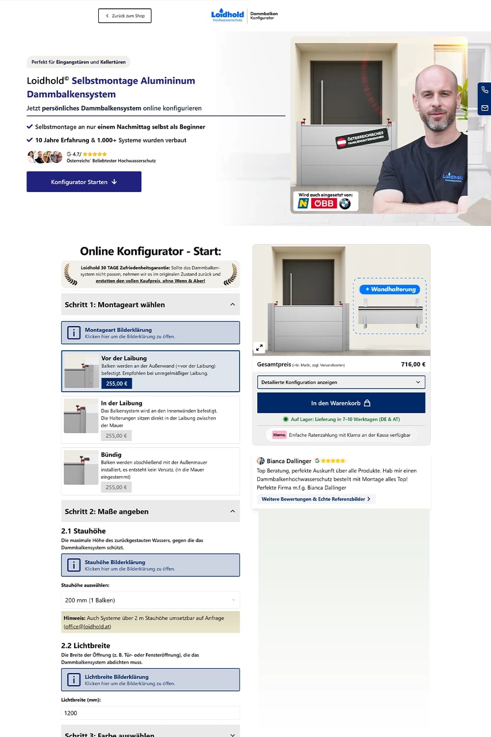 Produktlisten und Kategorieseiten: Hochwasserschutz-Sortiment bei Loidhold